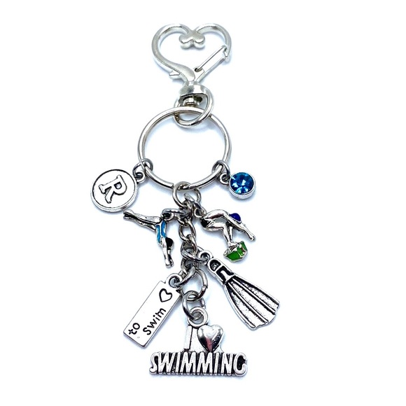 Swimming Keychain Bag Charm Swimmer May Be Personalized - Picture 7 of 8